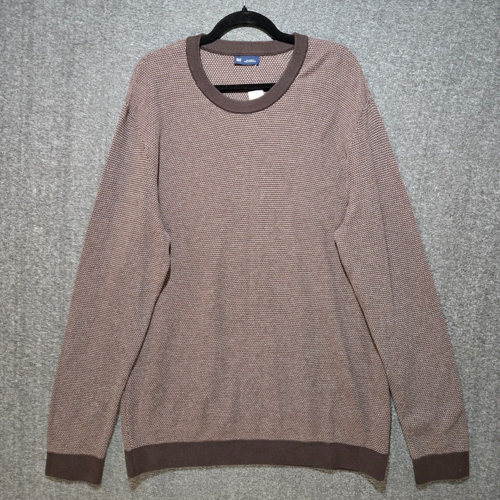 GAP Men Brown‎ Textured Knit Mainstay Crew Neck Lightweight Sweater XL Tall XLT